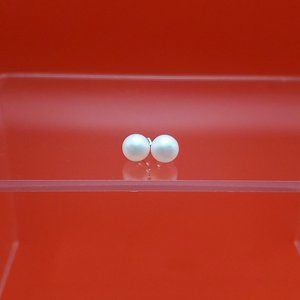 925 Sterling Silver Small Bright White Pearl Stud Earrings